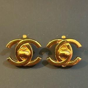 sold Chanel vintage 95A CC Turnlock clip on earrings